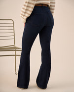 Jean Flare Azul Oscuro Tiro Alto - Azul