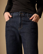 Jean Barrel Azul Oscuro Tiro Alto - Azul