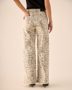 Jean Wide Leg Estampado Serpiente Beige - Gris