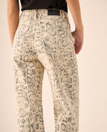 Jean Wide Leg Estampado Serpiente Beige - Gris