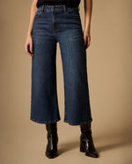 Jean Culotte Azul Oscuro Tiro Alto - Azul