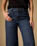 Jean Culotte Azul Oscuro Tiro Alto - Azul