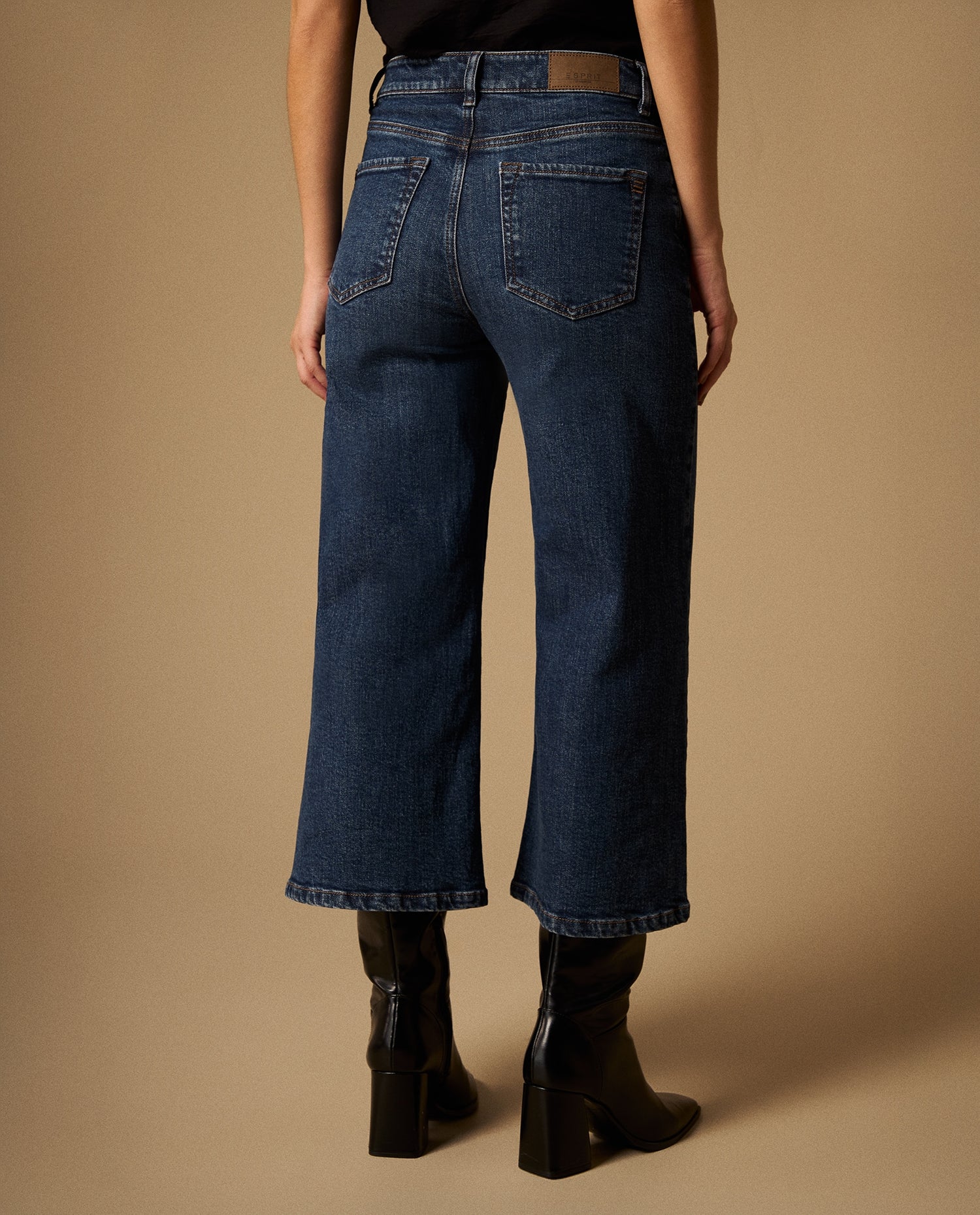Jean Culotte Azul Oscuro Tiro Alto - Azul