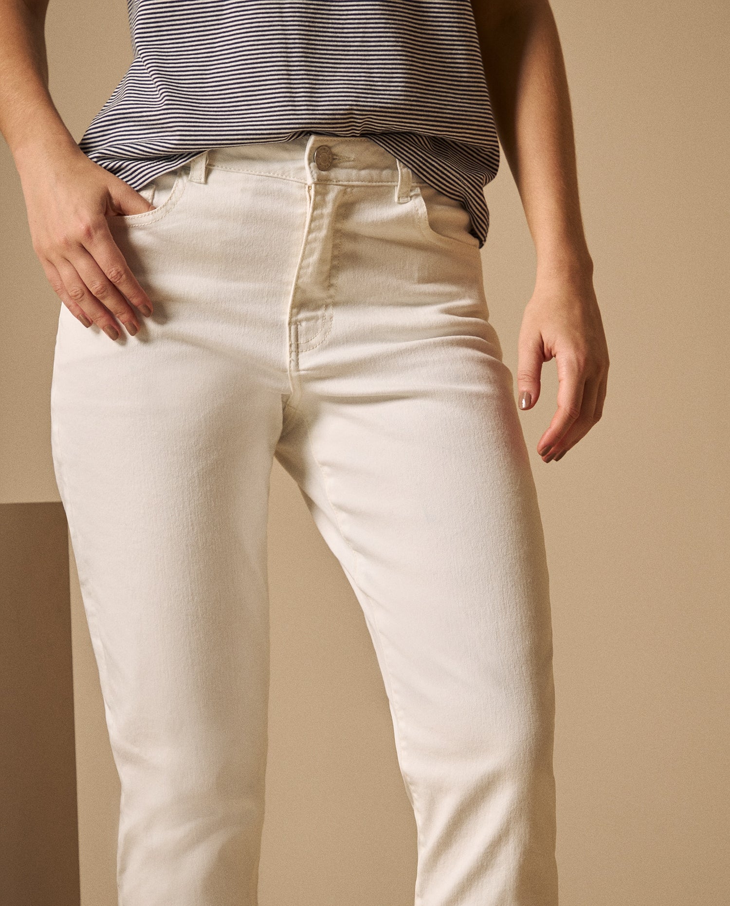 Jean Mom Blanco Tiro Alto - Blanco