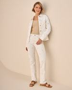 Jean Straight con Estampado Floral Delicado - Crudo