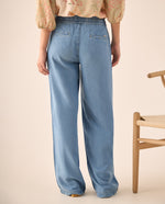 Jean Wide Leg Azul Claro con Cordón Ajustable - Azul