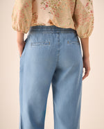 Jean Wide Leg Azul Claro con Cordón Ajustable - Azul