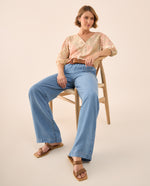 Jean Wide Leg Azul Claro con Cordón Ajustable - Azul