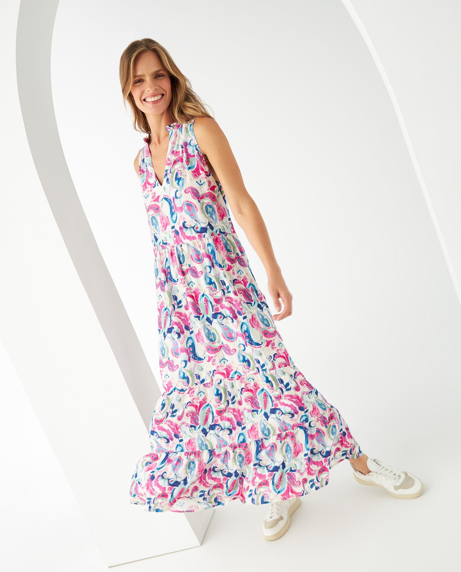 Vestido largo estampado para mujer - Rosa 34_691F003_ROS182328_0