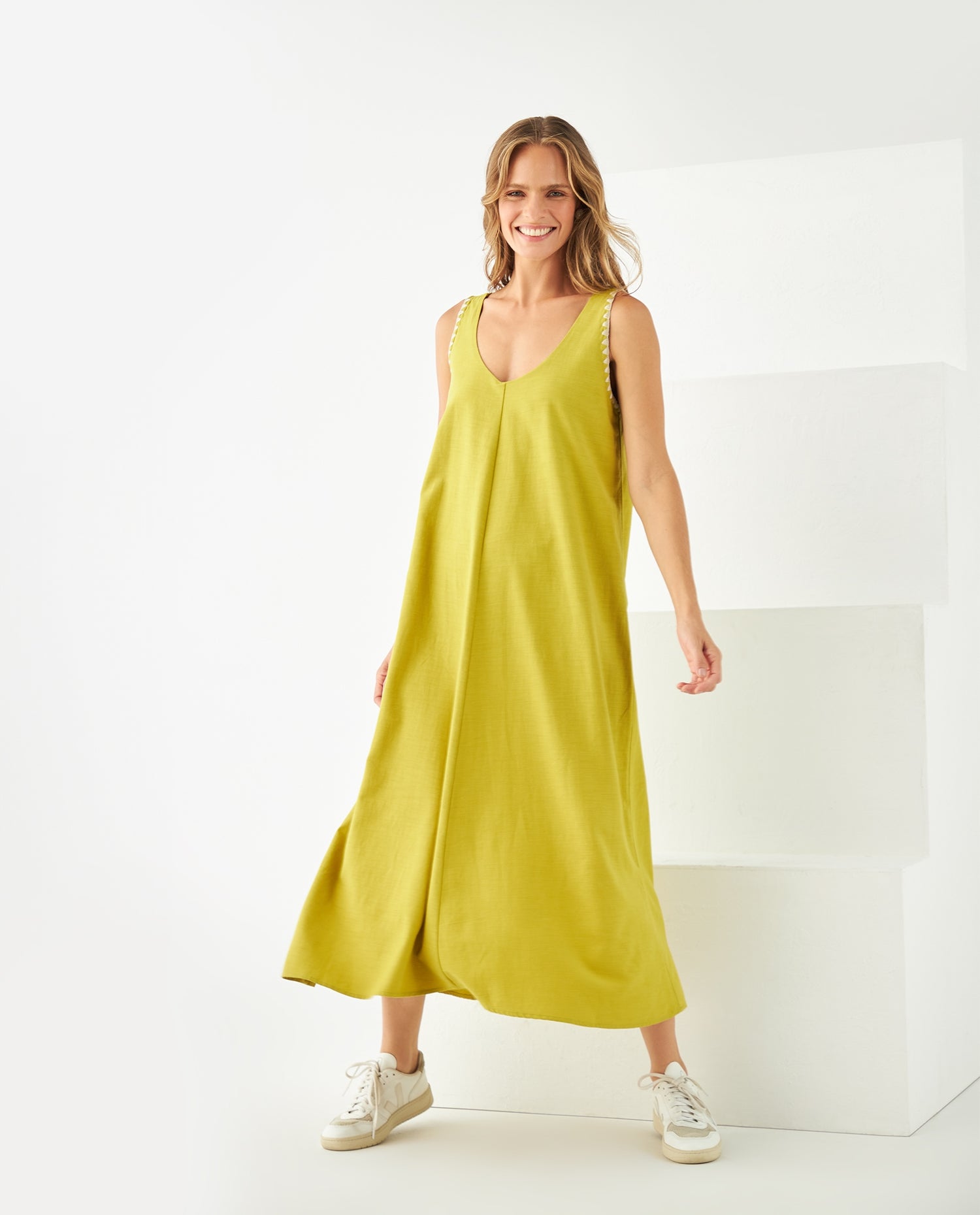 Vestido manga sisa para mujer - Verde