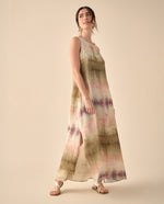 Vestido largo estampado para mujer - Beige
