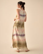 Vestido largo estampado para mujer - Beige