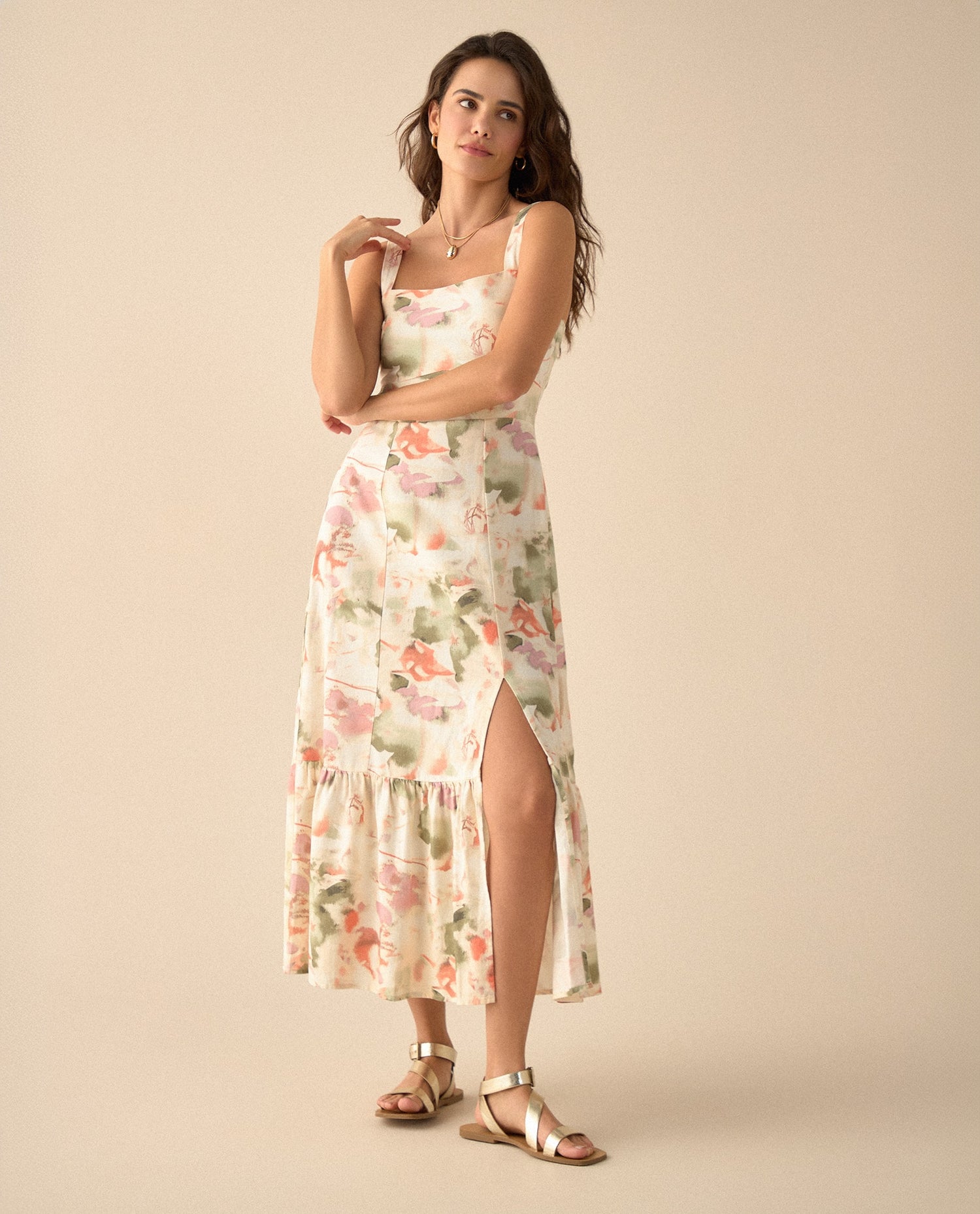 Vestido con escote recto para mujer - Verde