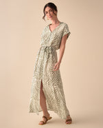 Vestido largo con escote en V para mujer - Verde