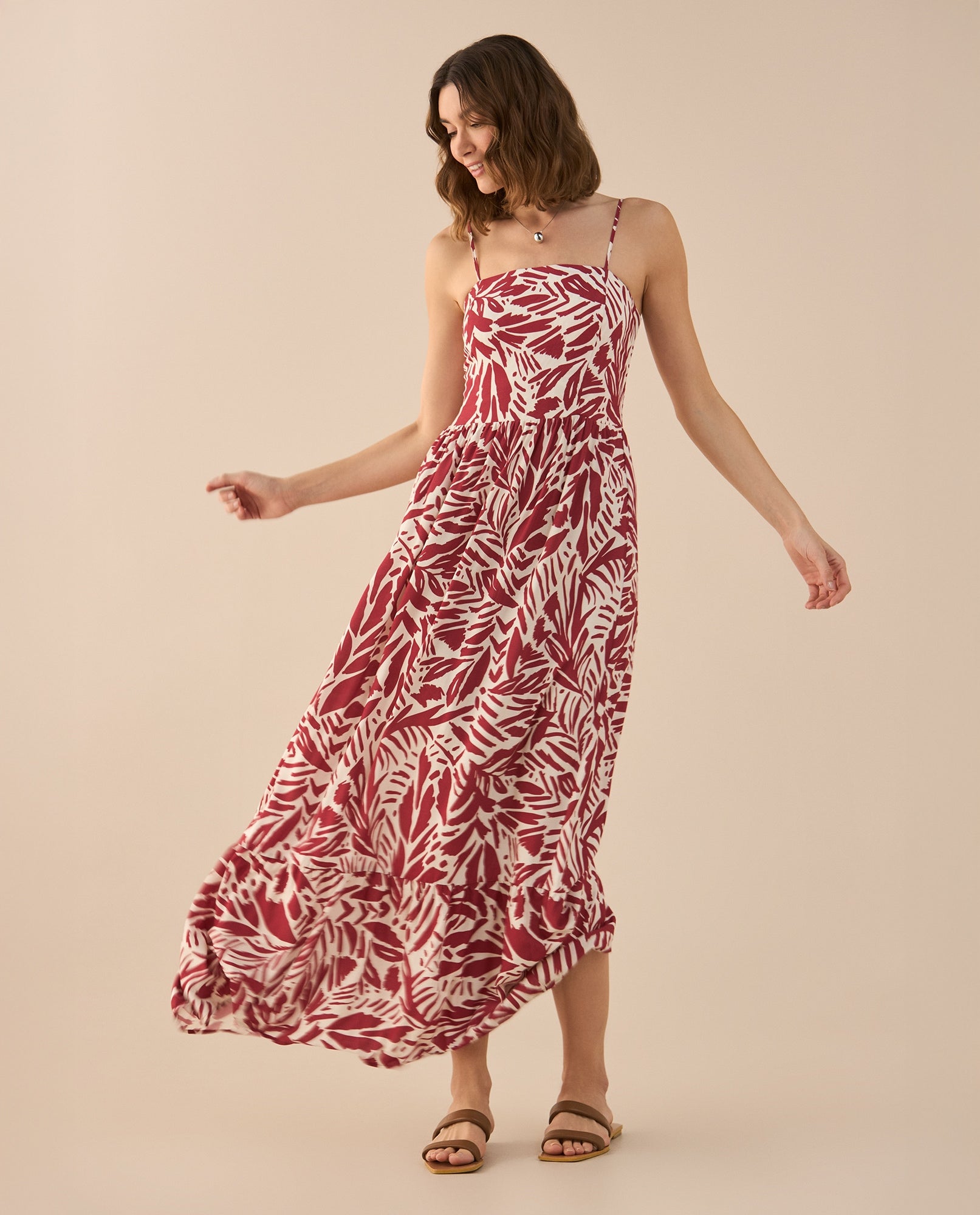 Vestido estampado largo para mujer - Rojo 34_691G010_ROJ191656_3