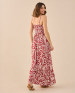 Vestido estampado largo para mujer - Rojo