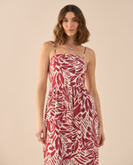 Vestido estampado largo para mujer - Rojo
