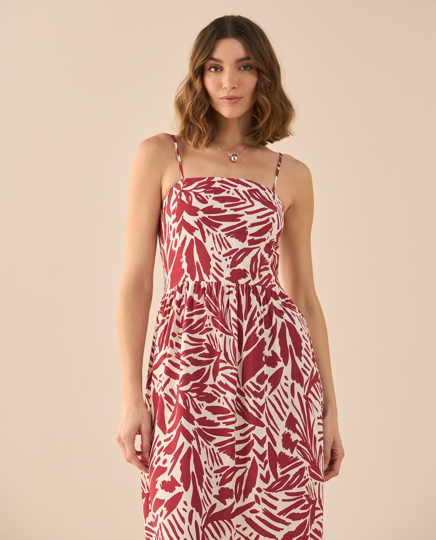 Vestido estampado largo para mujer - Rojo