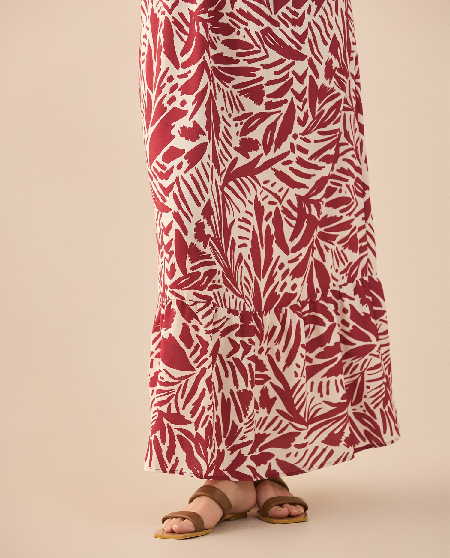 Vestido estampado largo para mujer - Rojo