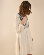 Vestido corto con escote en V para mujer - Crudo