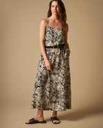 Vestido largo de tiras con caída fluida - Crudo