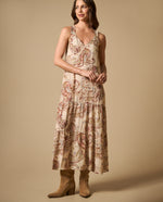 Vestido largo manga sisa de silueta suelta - Crudo