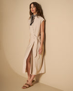 Vestido largo manga sisa silueta fluida - Crudo