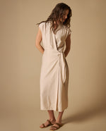 Vestido largo manga sisa silueta fluida - Crudo