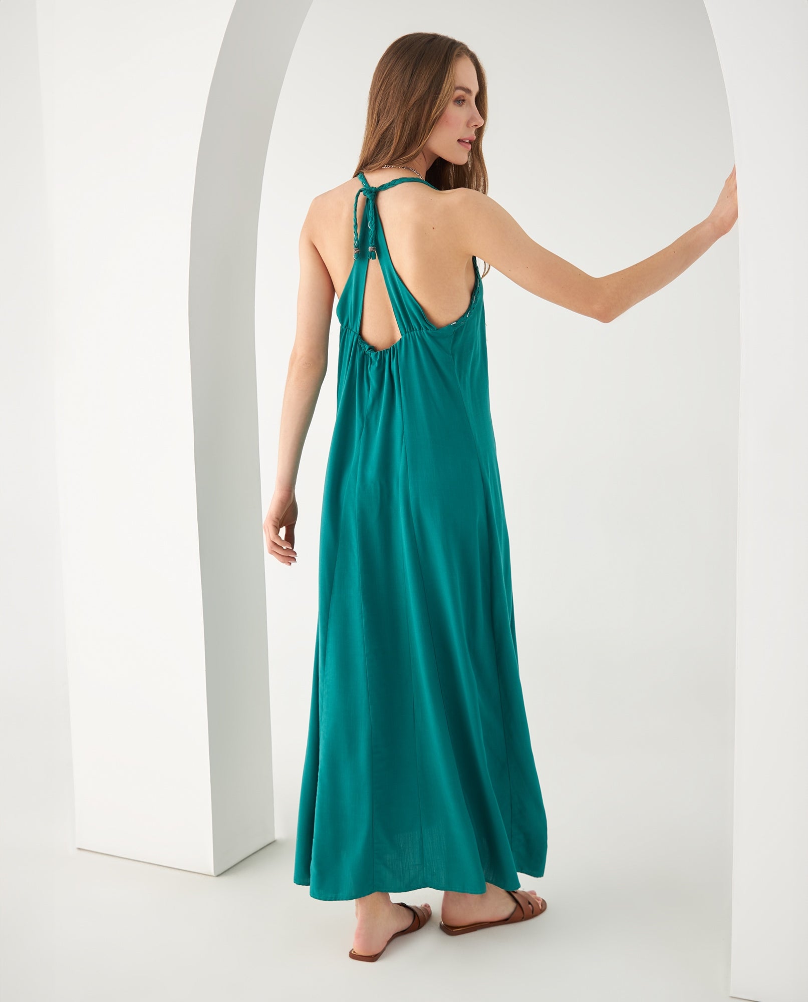 Vestido con escote V para mujer - Verde 34_692F005_VER185338_4