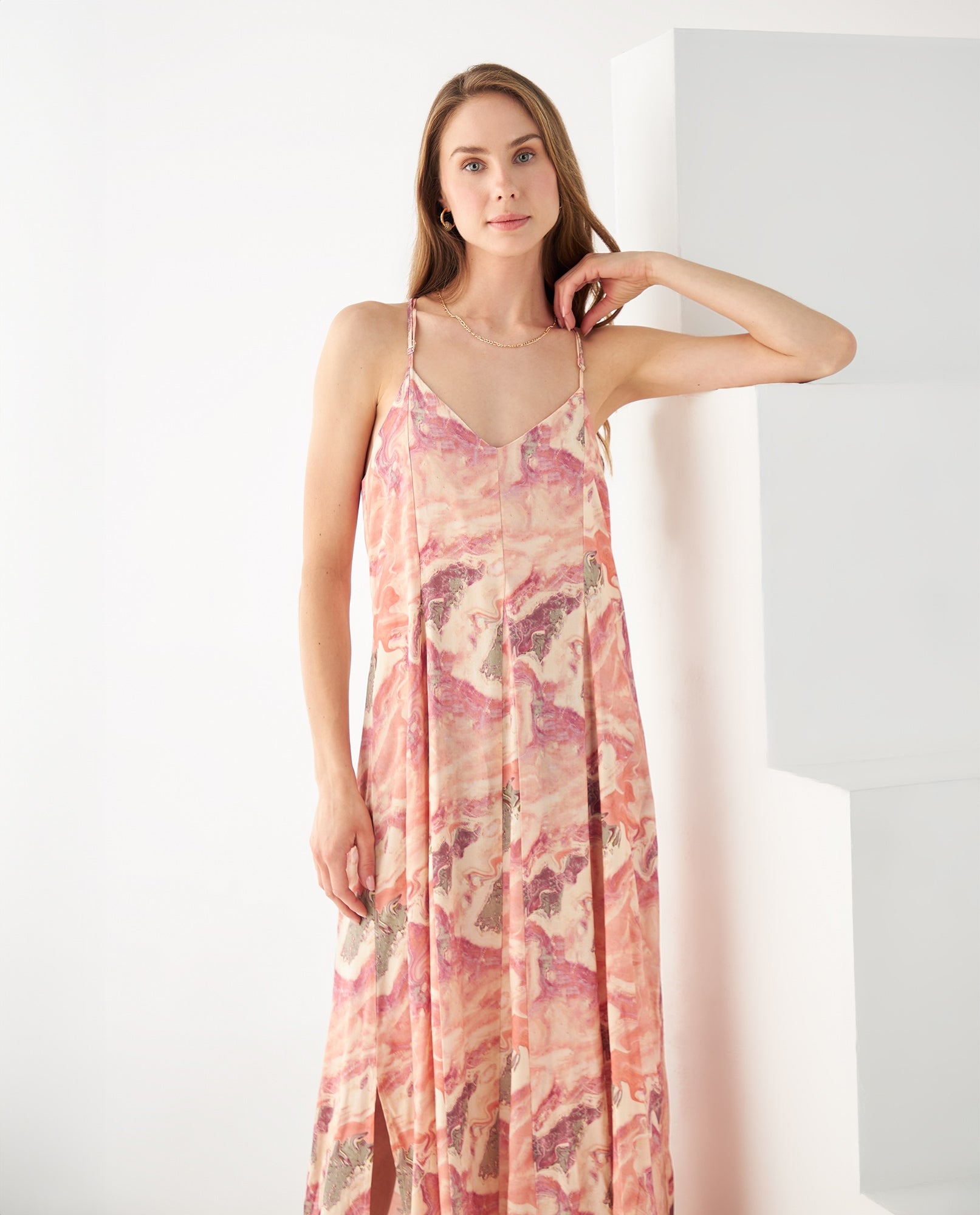 Vestido de tela fluida para mujer - Rosa 34_692F009_ROS161632_3
