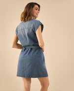 Vestido corto en denim para mujer - Azul