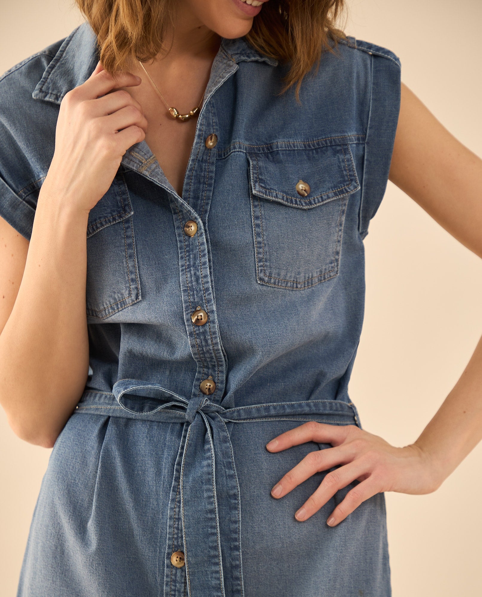 Vestido corto en denim para mujer - Azul 34_692G001_AZU193933_5