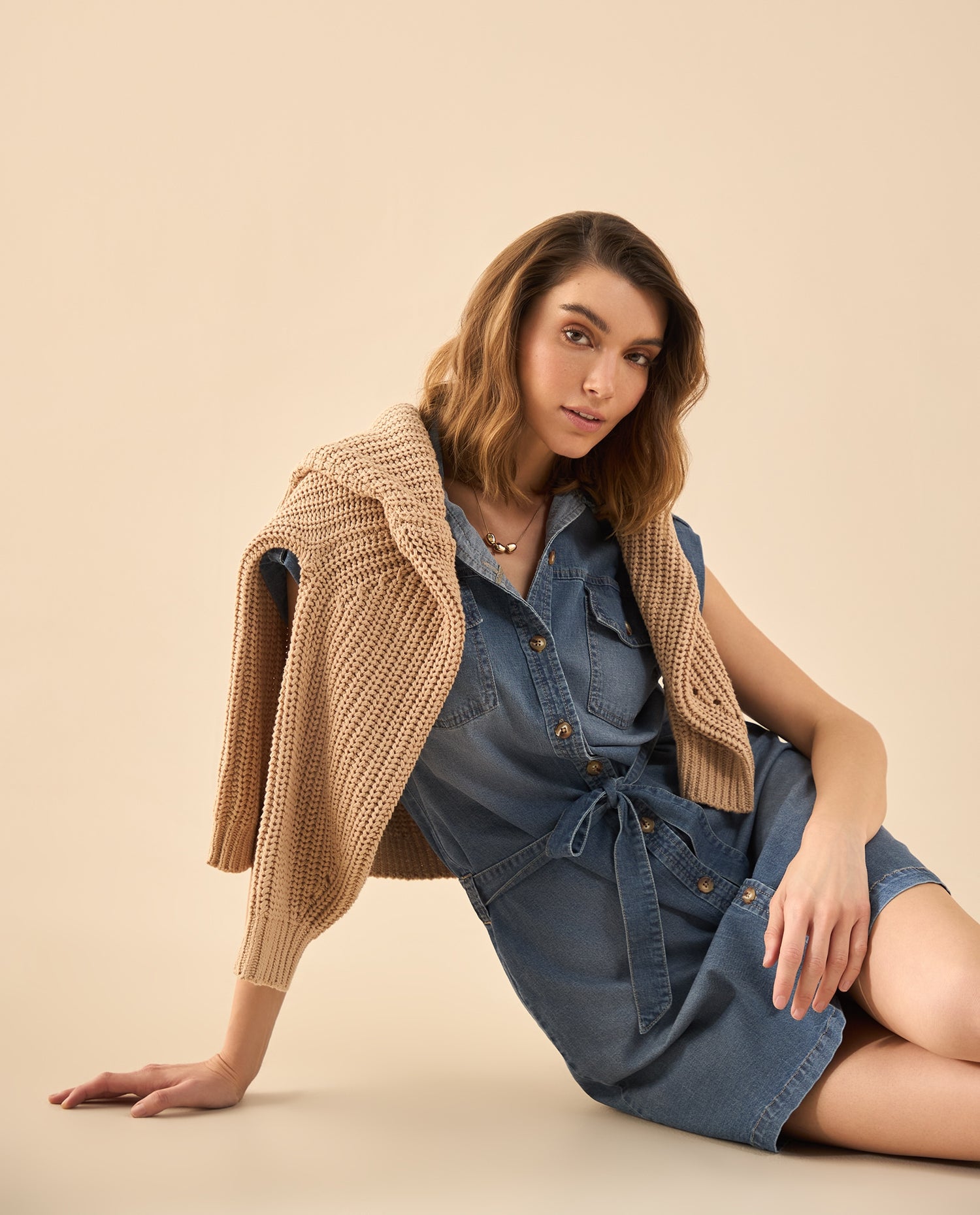 Vestido corto en denim para mujer - Azul
