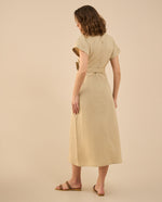 Vestido largo con escote en V para mujer - Beige