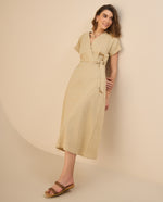 Vestido largo con escote en V para mujer - Beige