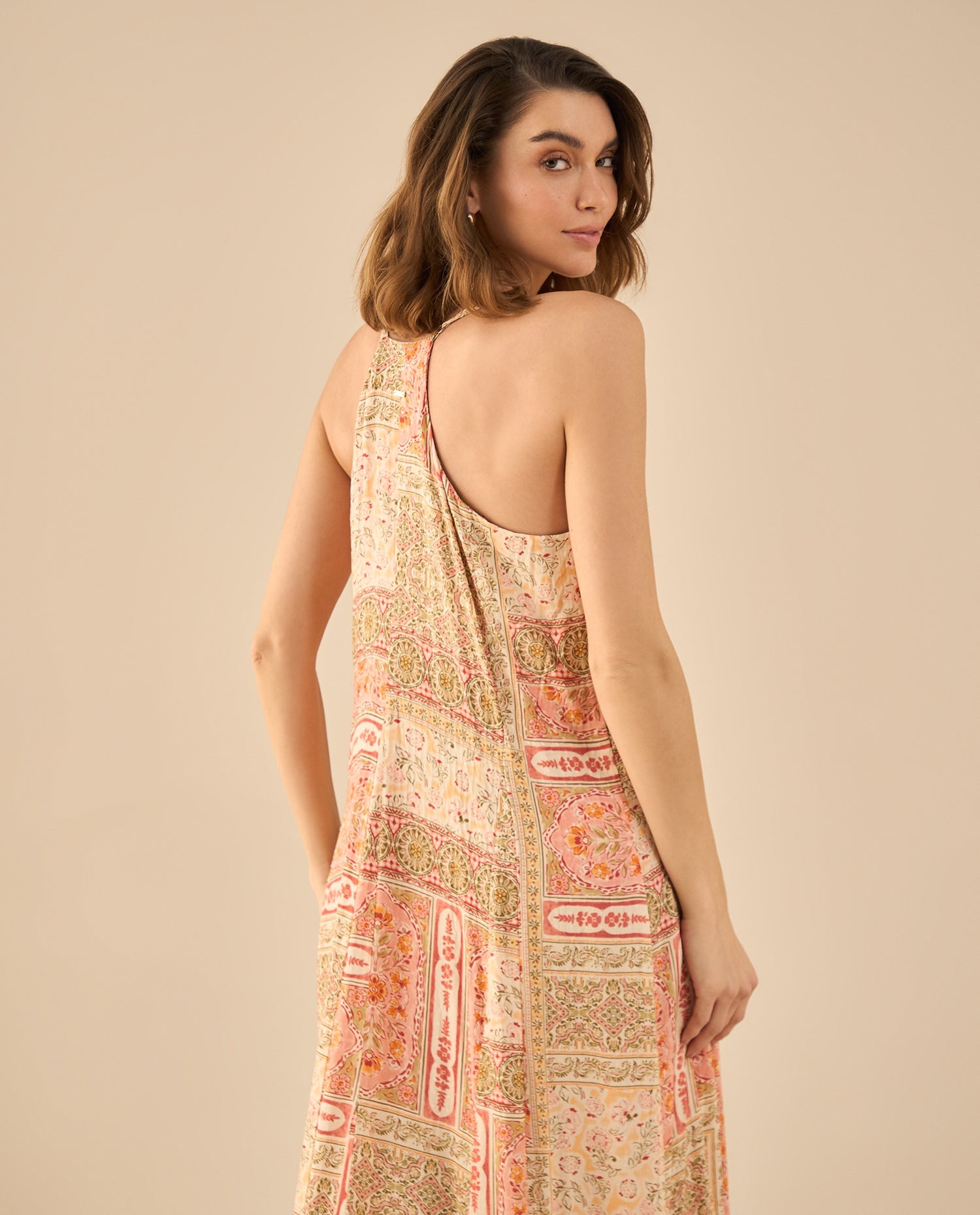 Vestido largo con flores estampadas para mujer - Rojo