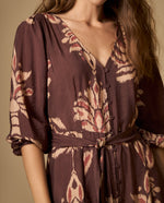 Vestido largo con cinturón escote V - Rojo