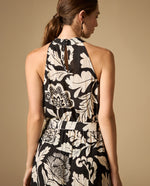 Vestido largo estampado manga sisa con silueta fluida - Negro