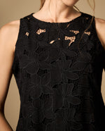 Vestido corto manga sisa con detalles de textura - Negro