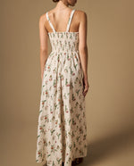 Vestido largo de tiras con estampado floral - Crudo