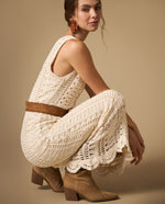 Vestido corto estampado de manga larga con escote en V - Beige