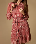 Vestido largo bordado con tiras - Rosa
