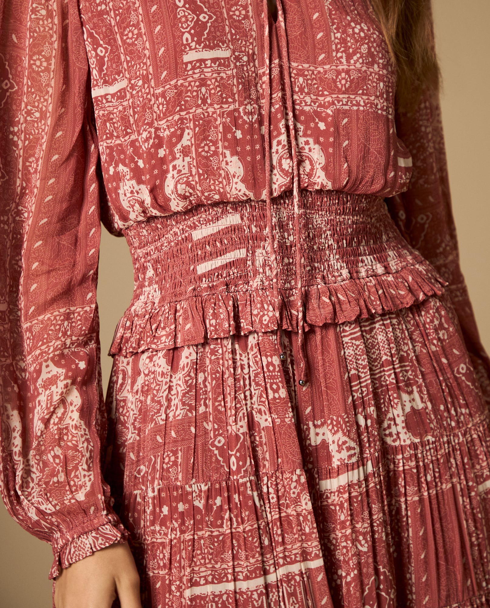 Vestido largo bordado con tiras - Rosa 34_692H215_ROS182336_4