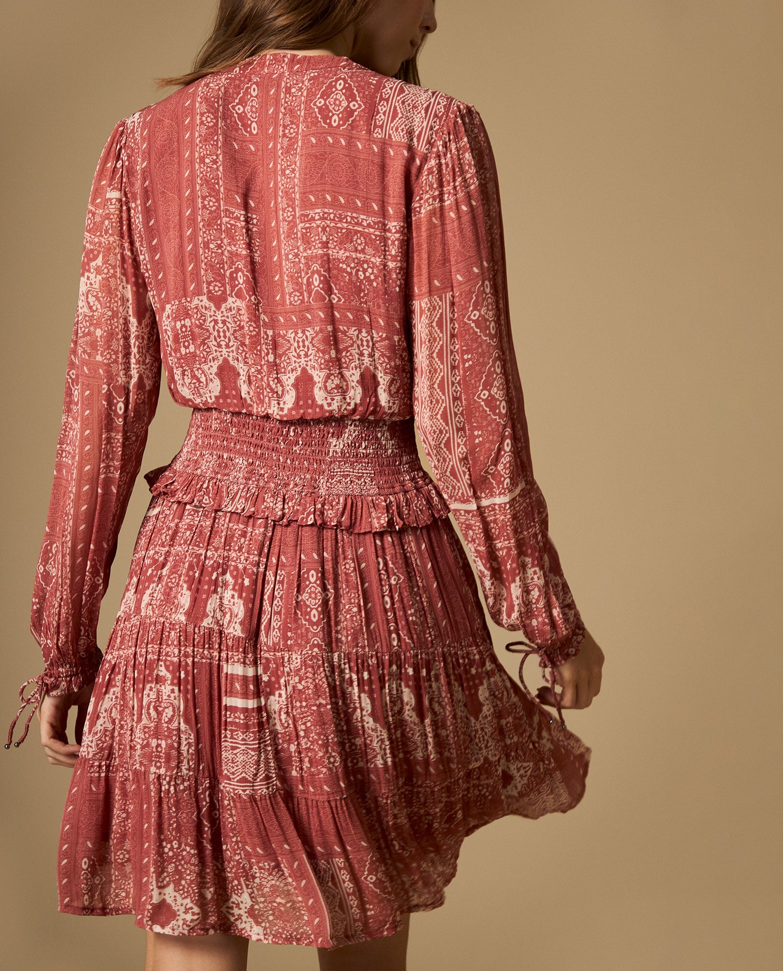 Vestido largo bordado con tiras - Rosa 34_692H215_ROS182336_5