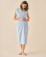 Vestido largo a rayas para mujer  - Azul