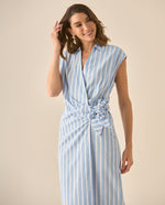 Vestido largo a rayas para mujer  - Azul