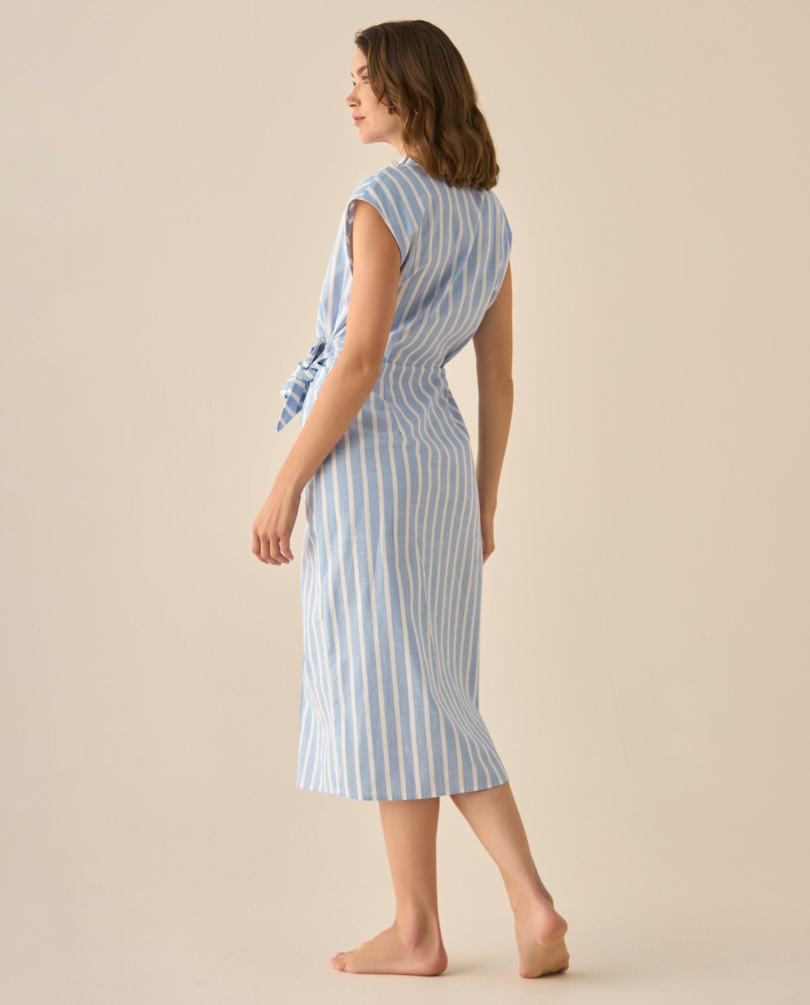 Vestido largo a rayas para mujer  - Azul 34_693G000_AZU153932_6