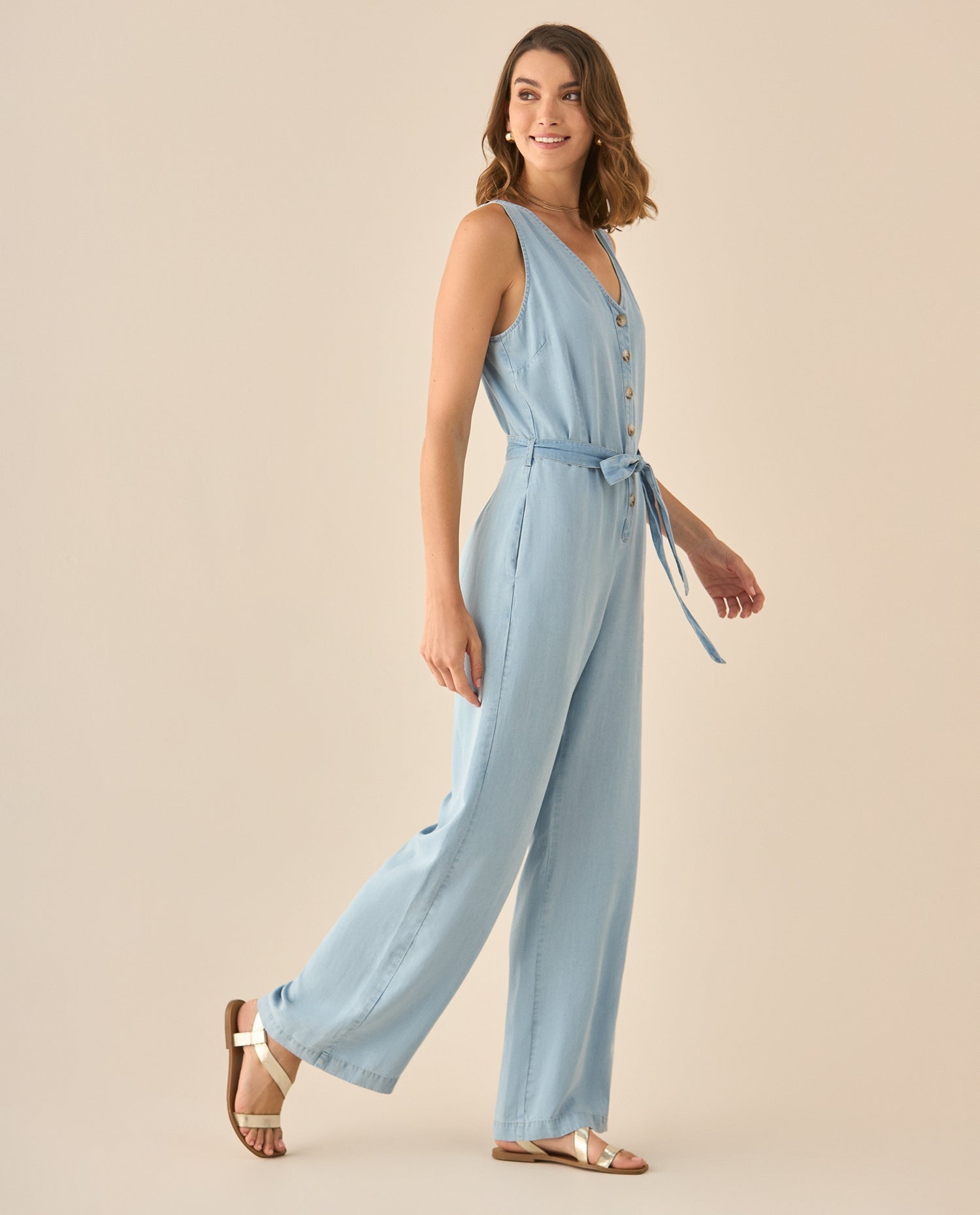 Enterizo largo manga sisa para mujer  - Azul