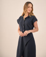 Vestido Midi con Abertura Lateral - Azul