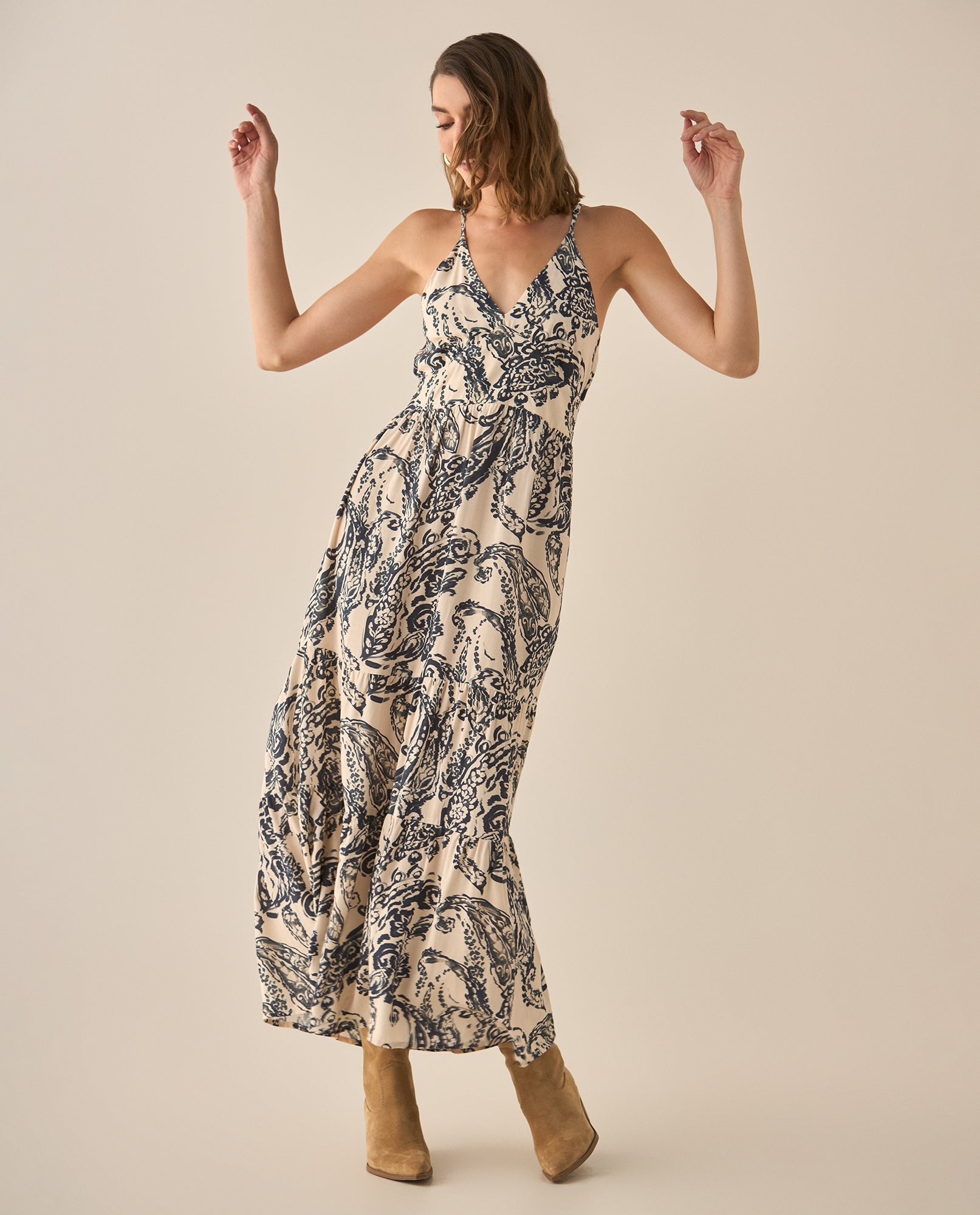 Vestido con escote en V para mujer - Azul 34_693G009_AZU193920_0